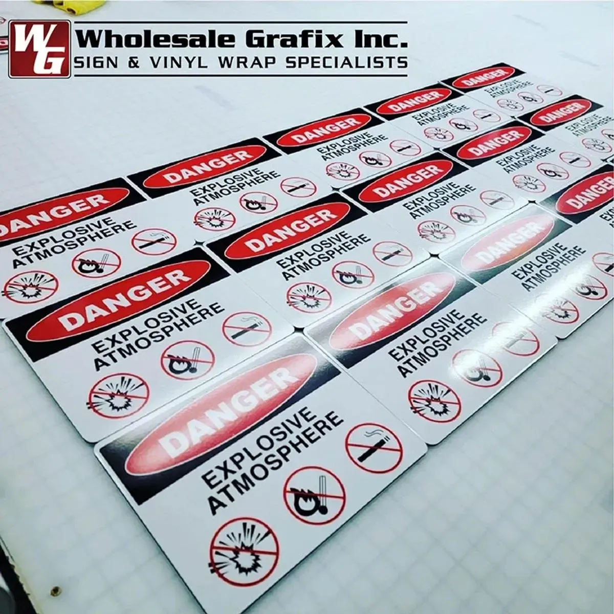 Printed sheet of explosive atmosphere danger labels