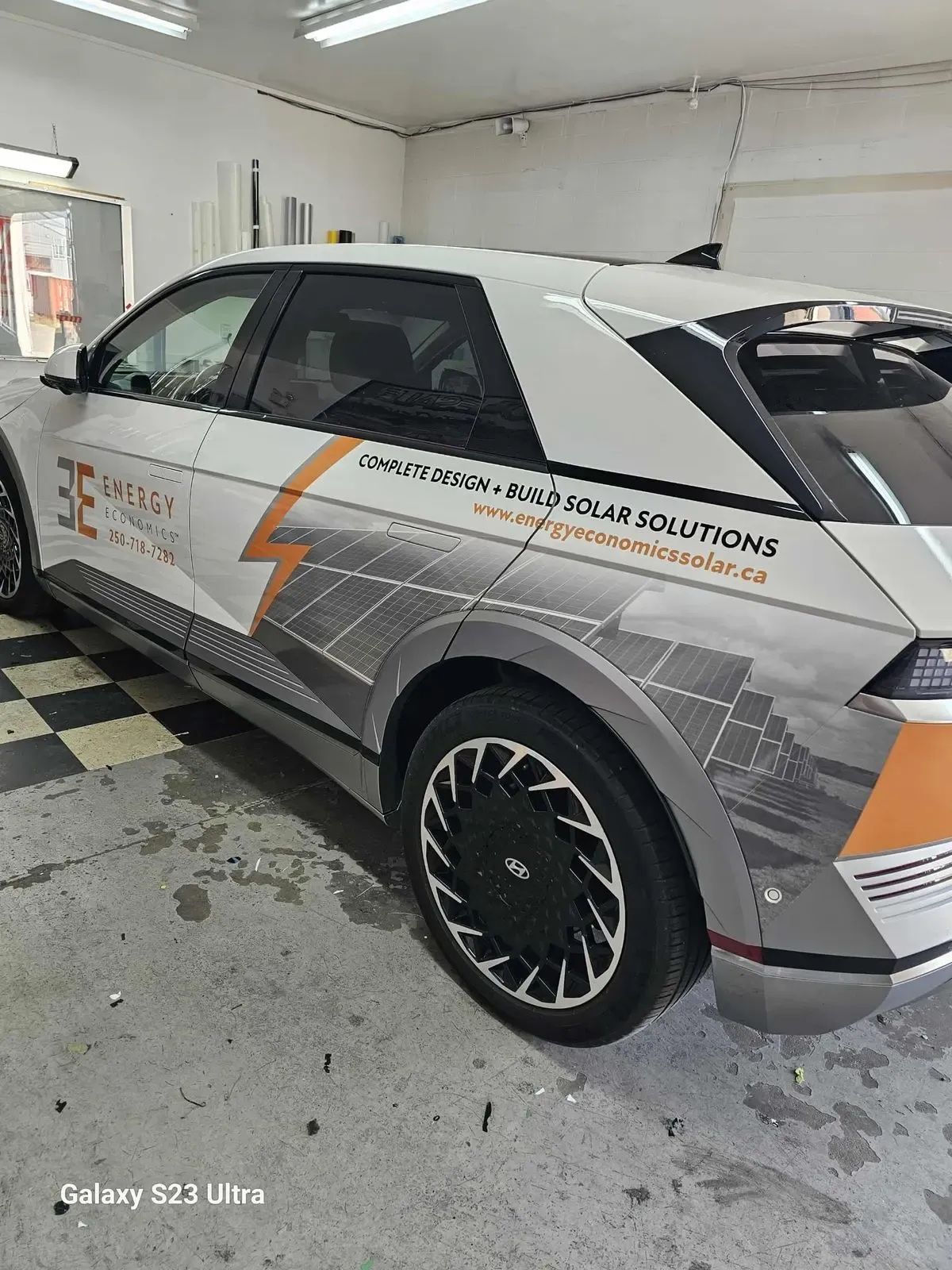 Hyundai Ioniq 5 wrapped for a solar energy company